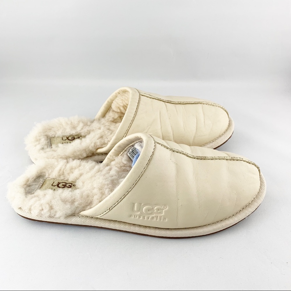 ❤️SOLD❤️Ugg Leather Cream Bedroom Slippers • - Picture 4 of 8